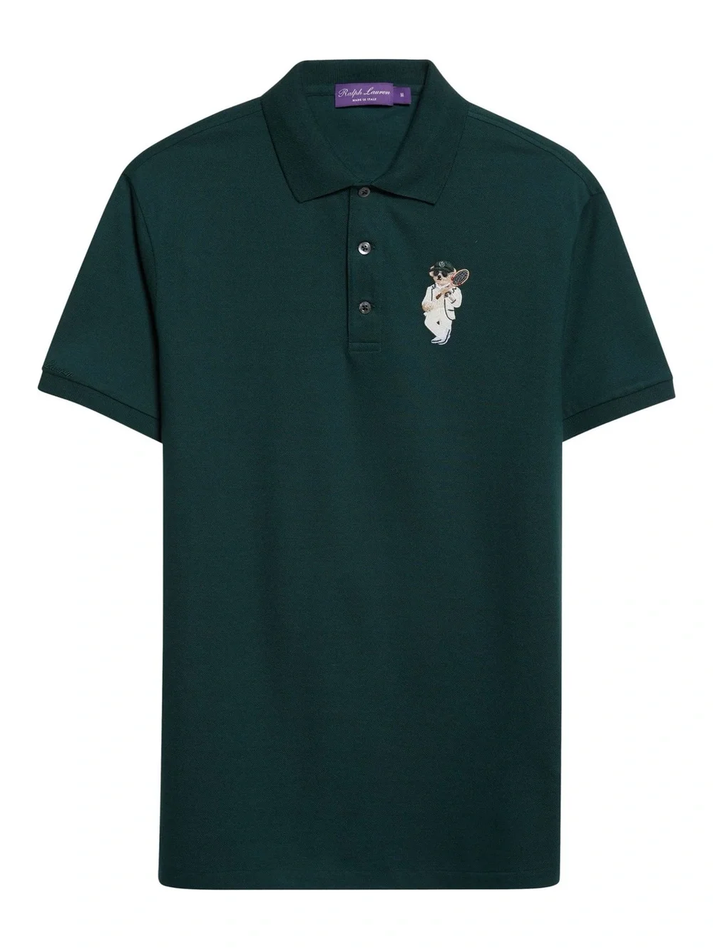 Ralph Lauren Embroidered Polo Bear Cotton & Cashmere Piqué Polo in Green
